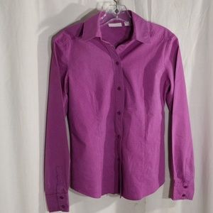 New York & Company purple plaid button-down top